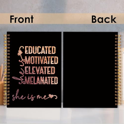 She Is Me Affirmations Spiral Notebook,Gold Black Inspirational Self Care Journal Notebook, Positive Notebooks for School Work, Self Love Office Supplies Gifts for Women Girls, 5.5x8.3 Inch - color: Black She Is Me