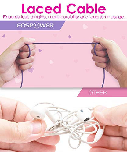 FosPower Kids Headphones with LED Cat Ears (85dB Safe Volume Limit), 3.5mm Soft On-Ear Wired Headphones with Tangle-Free Laced Cables for iPad/Tablet/School/Travel - Hot Pink/Purple - color: 01 - Hot Pink/Purple