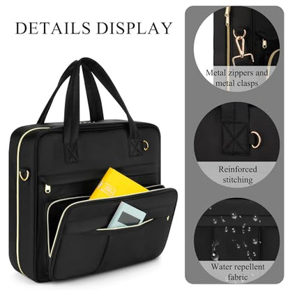 Zipper Binder | 3 Inch O-Ring, 600 Sheet Capacity Trapper Keeper with Shoulder Strap & Handle, Binder Bag with Multiple Storage Pockets, Fits 13" Laptop (Black) - color: Black