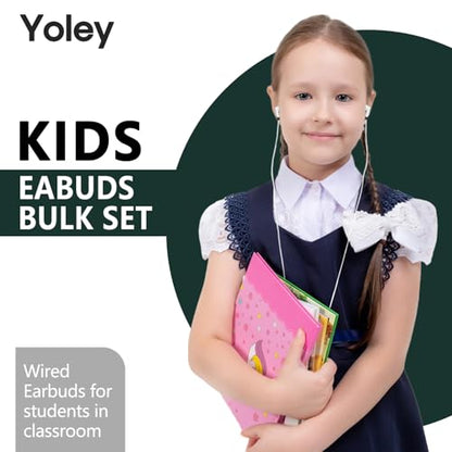Kids Earbuds Headphones Bulk 100 Pack Class Set for School Classroom Students Children, Wholesale Durable Earphones (100 White) - color: White, size: 100 PACK