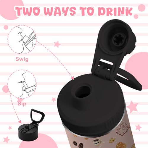 18oz Kikis Delivery Service Water Bottle with 2 Lids (Spout and Straw Lid), Kids Insulated Stainless Steel Cats Tumbler Cup, Kiki's Delivery Service Merchandise Gifts for Women Teen Girl - color: Cat-2