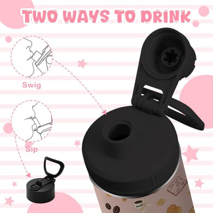 18oz Kikis Delivery Service Water Bottle with 2 Lids (Spout and Straw Lid), Kids Insulated Stainless Steel Cats Tumbler Cup, Kiki's Delivery Service Merchandise Gifts for Women Teen Girl - color: Cat-2