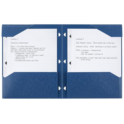 Five Star 2-Pocket Folder,Plastic Folder with Stay-Put Tabs,Fits 3-Ring Binder,Holds 8-1/2" x 11" Paper,Pacific Blue (333420C-ECM),(Pack of 2) - color: Pacific Blue (Pack of 2)