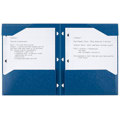 Five Star 2-Pocket Folder,Plastic Folder with Stay-Put Tabs,Fits 3-Ring Binder,Holds 8-1/2" x 11" Paper,Pacific Blue (333420C-ECM),(Pack of 2) - color: Pacific Blue (Pack of 2)