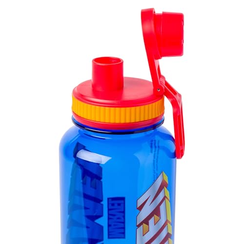 Silver Buffalo Marvel X-Men Jubilee Sentinels, Plastic Water Bottle, 32oz | Storm, Jean Grey, Rogue, Wolverine, Magneto, Cyclops, Beast, Twist Spout, Stickers, You Stick Yourself, Professor X - color: X-Men