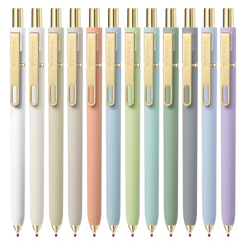 Gel Pens Black Ink Pens for Office 12 Pack, 0.7mm Point Pen Smooth Writing Quick Dry Retractable Writing Pens,Aesthetic Gel Pens for Journaling, Note-Taking, Office & School Supplies,Morandi - color: Morandi - 12 pcs