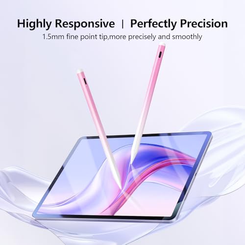 Stylus Pen for iPad 6-11th Gen 2X Fast Charge, Palm Rejection-White Pink | Tilt Sensitivity, USB-C Charge, Compatible with 2018-2026 Apple Pencil iPad Pro 11/12.9/13, Air 3/4/5/M2/M3/M4, mini 5/6/7 - color: White pink