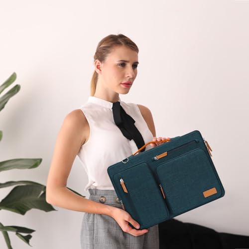MOSISO 360 Protective Laptop Shoulder Bag,13-13.3 inch Computer Bag Compatible with MacBook Pro 14, HP, Dell, Lenovo, Asus Notebook,Side Open Messenger Bag with 4 Zipper Pockets&Handle, Teal Green - color: Teal Green, size: 13.3 inch