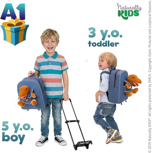 Toddler Luggage for Boys w Dinosaur Toys, Kids Rolling Backpack for Boys, Toddler Suitcase, Gifts for 3 4 5 6 Year Old - color: 01 Dinosaur, style: Trolley