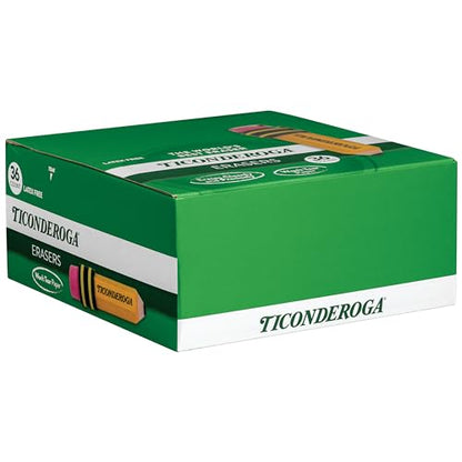 TICONDEROGA Erasers, Pencil Shaped, Yellow, 36-Pack (38936) - size: 36 Count, style: Yellow, 36 Count