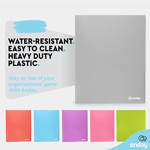 Plastic Folders with Pockets and Prongs Grey - Two Pocket Folder with Brads - 3 Prong Folders with Pockets for Letter Size Sheets, Also Available in Blue, Green, Red, Pink, and Purple, 1 Pc –by Enday - color: Grey, size: 1