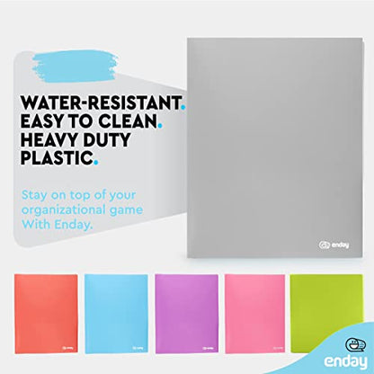 Plastic Folders with Pockets and Prongs Grey - Two Pocket Folder with Brads - 3 Prong Folders with Pockets for Letter Size Sheets, Also Available in Blue, Green, Red, Pink, and Purple, 1 Pc –by Enday - color: Grey, size: 1