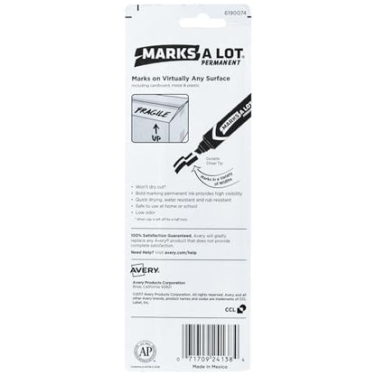 Avery Marks-A-Lot Permanent Marker, Jumbo Desk-Style Size, Chisel Tip, Water and Wear Resistant, Black Marker (24138) - size: 1 Count (Pack of 1)