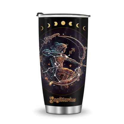 Horoscope Sagittarius 20oz Insulated Tumblers Mug Cup Gifts for Birthday Boys Girls Men Women Son Daughter Travel Essentials Accessories Must Have Cold Iced - color: Sagittarius-655
