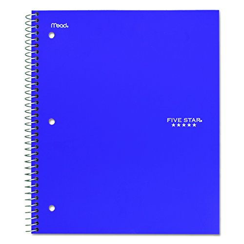 Five Star 06210 Wirebound 3-Subject Notebook, College Rule, 11 x 8 1/2, 150 Sheets, Assorted - size: 150
