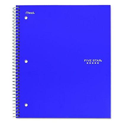 Five Star 06210 Wirebound 3-Subject Notebook, College Rule, 11 x 8 1/2, 150 Sheets, Assorted - size: 150