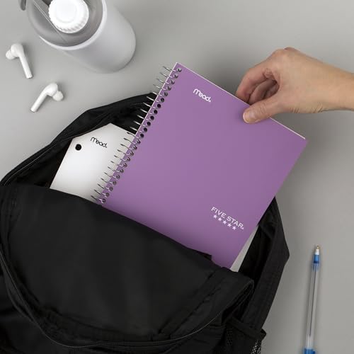 Five Star Spiral Notebook, 2 Subject, College Ruled Paper, 6" x 9.5", 80 Sheets, Amethyst Purple (840029CF1-ECM) (Pack of 12) - color: Purple, size: Pack of 12