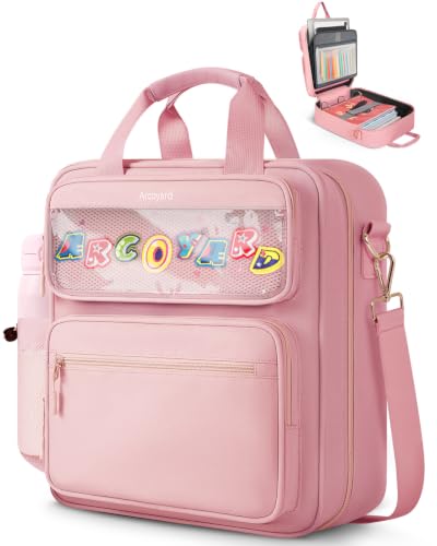 Zipper Binder 3 Ring with Ita Window, 3 Inch D-Ring Binder with Zipper and Strap Fits 14" Laptop, 600+ Sheets Capacity 3-in-1 Shoulder/Backpack/Handle Binder Bag for School Office Commute, Pink - color: Pink