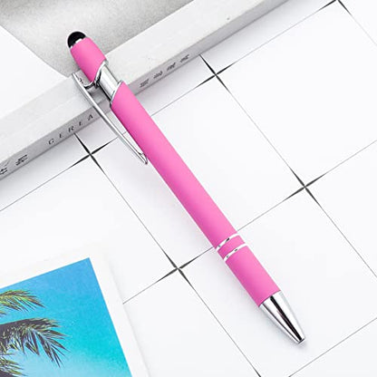 PASISIBICK 12 Pieces Pink Ballpoint Pen with Stylus Tip, 2 in 1 Stylus Stylish Pen, Premium Metal Stylus Pen for Touch Screens, Black Ink, 1.0 mm Medium Point(12 PCS Pink) - color: 12 Pcs Pink Stylus Pens