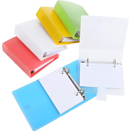 6 PCS Index Card Binder with Dividers,3x5 Inch Index Card Binder,2 Rings Card Binders Organizer Binders Notebook with 60 Pages Sheets for Office Home Elementary School Classroom (6pcs)