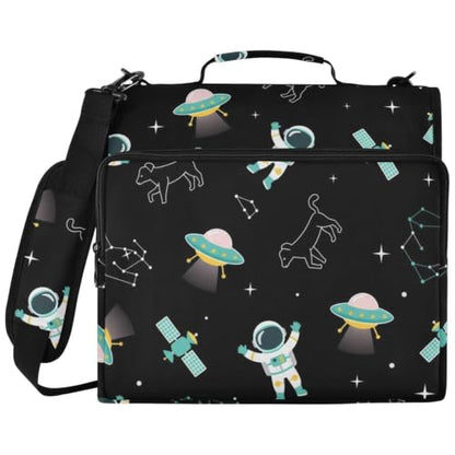 Astronaut Space Zipper Binder Bag 3 Ring Binders Organizer for Office | Large Capacity School Binders for Girls Boys Women Kids Men, Multi-Pocket Organizer Case with Strap for Students