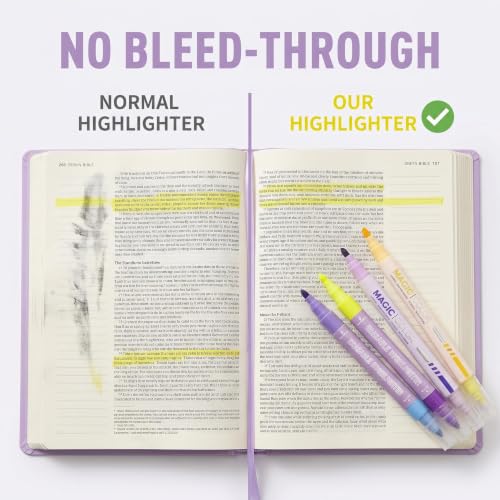 Erasable & Dual Tip Highlighter Set, 2-in-1 Combination Pastel Highlighters, No Bleed Markers for Bible Study, School Office Supplies