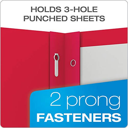 Oxford 2 Pocket Folders with Prongs, Sturdy Plastic Portfolios, Anti-Tear Edges, Letter Size, Purple, Red, Blue, Green, Black, 5 Pack (89117) - size: 5 Count (Pack of 1), style: With Prongs