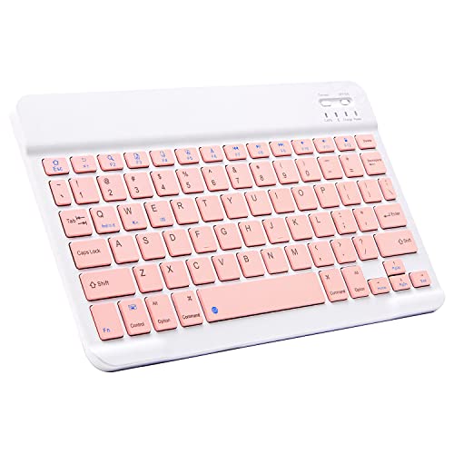 Ultra-Slim Bluetooth Keyboard Portable Mini Wireless Keyboard Rechargeable for Apple iPad iPhone Samsung Tablet Phone Smartphone iPadOS iOS Android (10 inch Pink) - color: 10 inch Pink