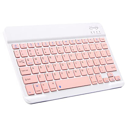 Ultra-Slim Bluetooth Keyboard Portable Mini Wireless Keyboard Rechargeable for Apple iPad iPhone Samsung Tablet Phone Smartphone iPadOS iOS Android (10 inch Pink) - color: 10 inch Pink
