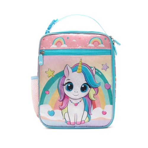 MEXS Kids Lunch Box Reusable Insulated Lunch Bag for Girls Boys Toddler Portable Cooler Lunchbox for School - color: Cartoon Unicorn