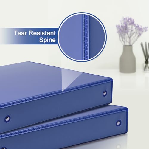 COMIX 3 Ring Binder 2 inch with Clear View Cover, 2" View Binder Holds 450 Sheets of US Letter Size Paper, 6 Pack (Dark Blue) - color: Blue, size: 2 inch, style: 6-Pack