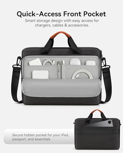 bagasin 17 17.3 18 inch Laptop Bag Carrying Case with Edge Protection | Water-Repellent Fabric Computer PC Shoulder Briefcase, Lightweight Toploader, Business Casual or School - color: Black, size: 17.3