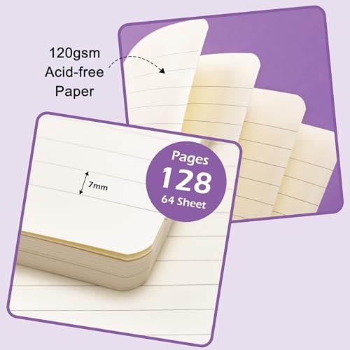 Ruled Notebook/Journal - Classic Lined Journal/Notebook, 5.3'' x 8.26'', Hardcover with Thick Paper, Banded + Pen Holder +Inner Pocket - Lavender - color: Lavender, size: Ruled