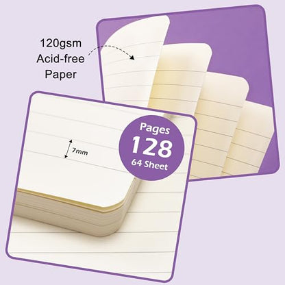 Ruled Notebook/Journal - Classic Lined Journal/Notebook, 5.3'' x 8.26'', Hardcover with Thick Paper, Banded + Pen Holder +Inner Pocket - Lavender - color: Lavender, size: Ruled