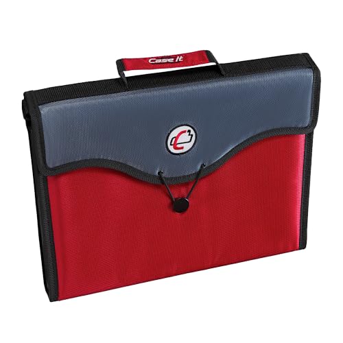 Case-it 13-Pocket Accordian File Organizer with Handle and Shoulder Strap, Expanding File Folder, Document File Organizer, EFF-30-FRD - color: Fire Engine Red, size: 1 Pack