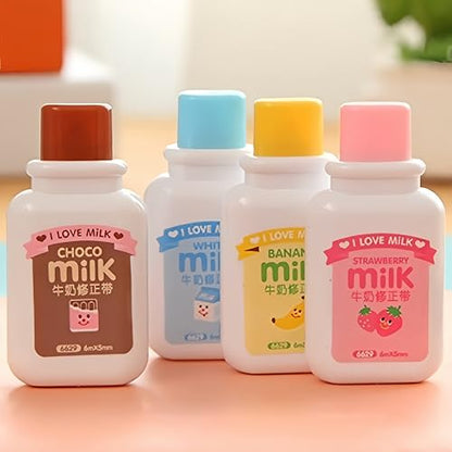 4PCS Cute Milk Bottle Style Correction Tape Office School Supplies (Random Color)