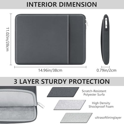 15.6 Inch Laptop Sleeve Protective Case with Zipper Pocket Compatible with 15.6" Dell G15/Legion 15.6 Inch Chromebook Computer Notebook, Gray - color: Gray, size: 15.6"