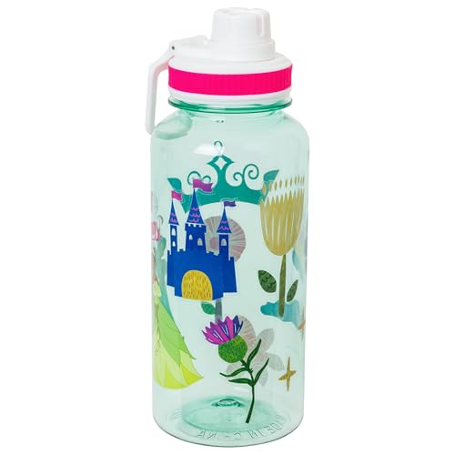 Silver Buffalo Disney Princess Girl Power, Plastic Water Bottle, 32oz | Tiana, Mulan and Jasmine, Twist Spout, Sticker Set, You Stick Yourself, 0.95 Liters - color: Disney Princess Girl Power