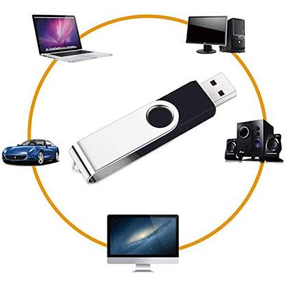2 Pack 32GB USB Flash Drive USB 2.0 Thumb Drives Jump Drive Fold Storage Memory Stick Swivel Design - Black - size: 1 Count (Pack of 2), style: 32 GB
