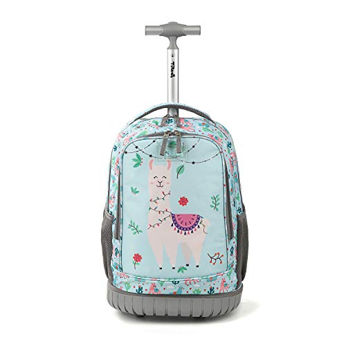 Tilami Rolling Backpack 19 inch Wheeled Cute LAPTOP Boys Girls Travel School Student Trip (Alpaca) - color: Alpaca