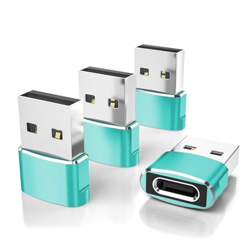 Elebase for Apple Watch Ultra 3 Adapter,USB to USB C Adaptor 4 Pack,Type C Female to A Male Charger Converter for iWatch Series 8 7,iPhone 17 16 15 14 Pro Plus Max,Airpods 4,iPad 9 10 Air 5 Mini 6 7 8 - color: Green