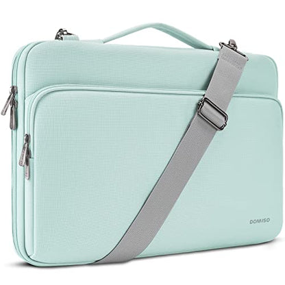 DOMISO 14 inch Laptop Case Sleeve Protective Cover Compatible with MacBook Air 15 M4 M3 M2,MacBook Pro,14-15 inch HP Dell ASUS Lenovo Chromebook,Waterproof Computer Bag with Shoulder Strap,Mint Green - color: Mint Green, size: 14 inch