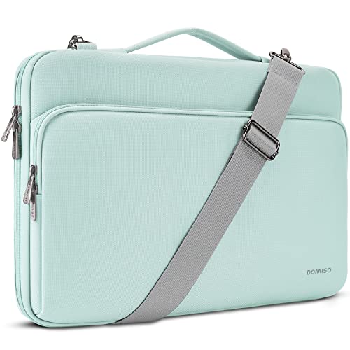 DOMISO 14 inch Laptop Case Sleeve Protective Cover Compatible with MacBook Air 15 M4 M3 M2,MacBook Pro,14-15 inch HP Dell ASUS Lenovo Chromebook,Waterproof Computer Bag with Shoulder Strap,Mint Green - color: Mint Green, size: 14 inch