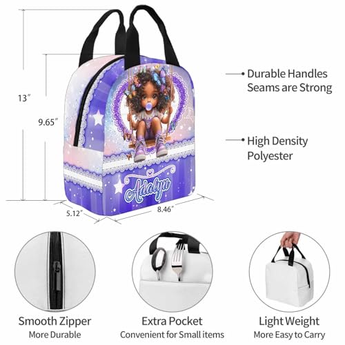 Custom Girl Backpacks Cute Black Girl Backpack with Kid's Name Personalized Insulated Lunch Bags Customize School Backpack for Girls Shoulder Bags for Students Back to School - color: Color 28