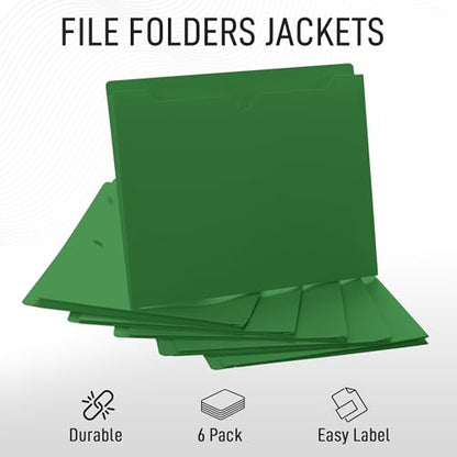 Green File Jackets, 1 Inch Expansion, Letter Size, Reinforced Straight-Cut Tab, 6 Pack - color: Green, style: 1 Inch Expansion