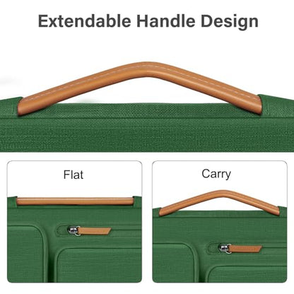 MOSISO 360 Protective Laptop Shoulder Bag,14 inch Computer Bag Compatible with HP Lenovo Dell ASUS Acer, HP, Dell Latitude, Lenovo,Side Open Messenger Bag with 4 Zipper Pockets&Handle, Jungle Green - color: Jungle Green, size: 14 inch