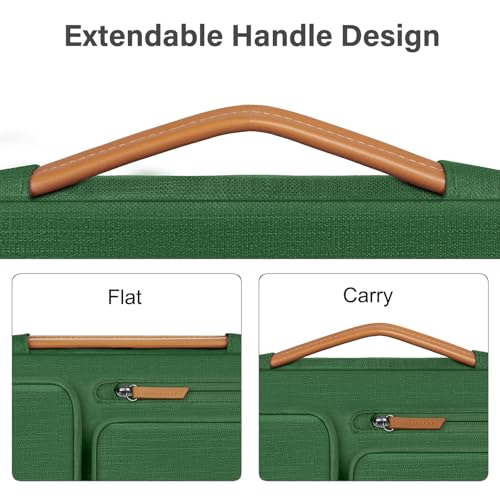MOSISO 360 Protective Laptop Shoulder Bag,15-15.6 inch Computer Bags Compatible with MacBook Pro 16 inch, HP, Dell, Lenovo, Asus Notebook,Side Open Messenger Bag with 4 Zipper Pockets, Jungle Green - color: Jungle Green, size: 16 inch