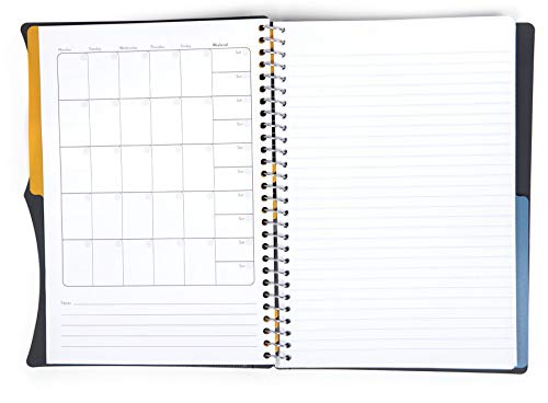 Mintra Office Durable PREMIUM Spiral Notebook, ((Black, 2 Subject (6in x 9.5in)), Wire, Fabric Covered Coils, No Snags, Removable Adjustable Pocket Dividers, Ruler, Organization, Customizable - color: Black, size: 2 Subject (6in x 9.5in)