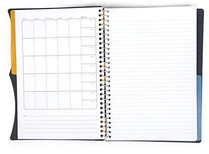 Mintra Office Durable PREMIUM Spiral Notebook, ((Black, 2 Subject (6in x 9.5in)), Wire, Fabric Covered Coils, No Snags, Removable Adjustable Pocket Dividers, Ruler, Organization, Customizable - color: Black, size: 2 Subject (6in x 9.5in)