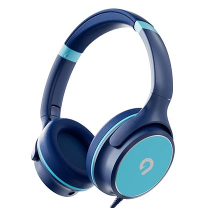 ADOOPE Kids Headphones with Safe 85dB/94dB Volume Limiter for Child/Teens, Foldable HD Stereo Sound Headset for Kindle Kids/fire Tablet/iPad/Laptop, Headphones with Microphone - color: Blue